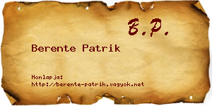 Berente Patrik névjegykártya