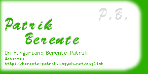 patrik berente business card